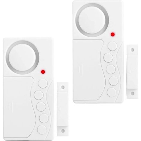 Lot de 2 alarmes de porte de congélateur, alarme de sécurité pour fenêtre, 3/15/30/60 secondes alarme de réfrigérateur sans fil, capteur de porte 4 en 1 sonnette alarme d'ouverture de porte forte108dB