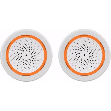 Lot de 2 alarmes de sécurité Wifi sans fil avec alertes téléphoniques instantanées, contrôle via l'application Tuya, aucun hub requis, compatible avec Smart Life/Tuya/Alexa/Google Assistant