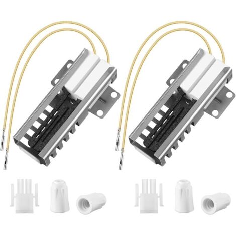 Lot de 2 allumeurs de four à gaz compatibles avec les modèles WB13K21, IG9998, AP2020569 PS231280 WB13T10045, connecteur plat et écrou pour allumeur de four, compatibles avec les fours à gaz Hotpoint