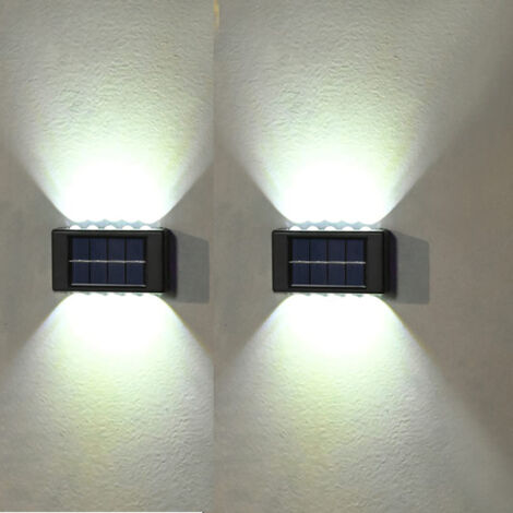 Lot de 2 ampes solaires d'extérieur , éclairage de marches solaires pour porches, escaliers, terrasses, maisons,lumière blanche 6500 K