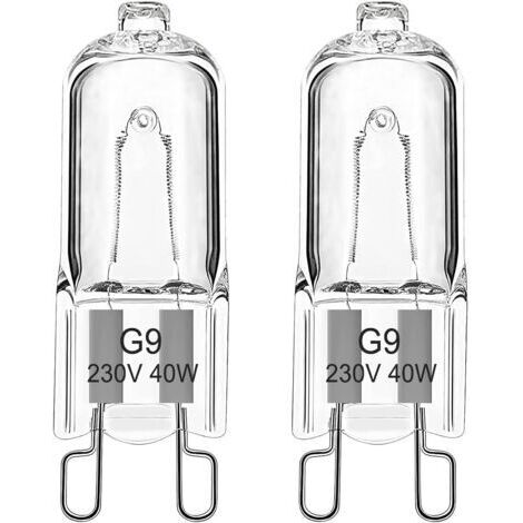 Lot de 2  Ampoule Halogène G9 Pour Four 40W 230V Ampoule de Four G9 Dimmable Tolérance 300°C Pour AEG/Neff/Whirlpool/Smeg/Bosch, Micro-ondes, Blanc Chaud 2700K
