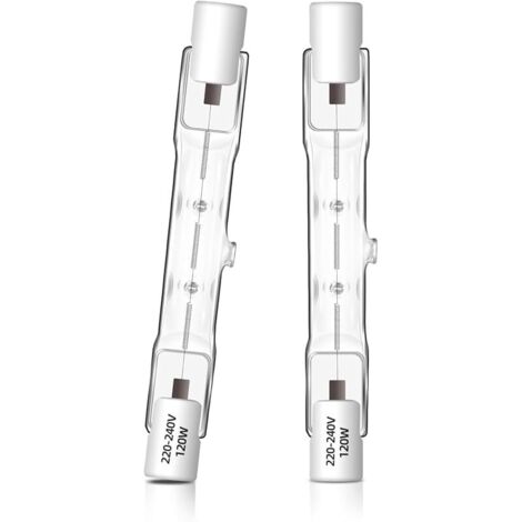 Lot de 2 Ampoule Halogène R7s 78mm 120W Dimmable, J78 Ampoule Halogène Crayon 230V, 1800LM 2700K Blanc Chaud, Projecteur Halogène Linéaire Pour Éclairage Paysager, Sécurité, Lampadaire