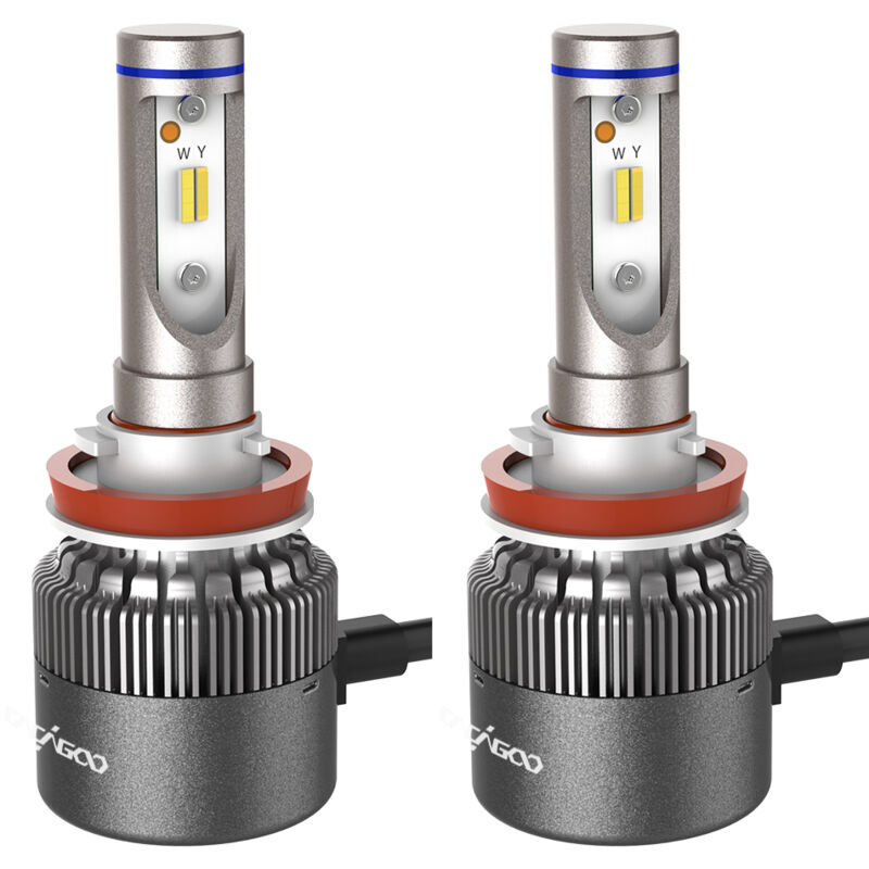 Lifcausal - Lot de 2 ampoules de phares led H8/H9/H11 pour voiture, kits de conversion, corps en alliage d'aluminium aéronautique, 12 puces csp, 60