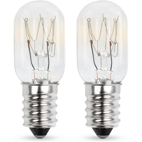 Lot de 2 ampoules de réfrigérateur 15 W E14, T20 2700 K, blanc chaud, 230 V, intensité variable, pour machines à coudre, lampe à sel, congélateur