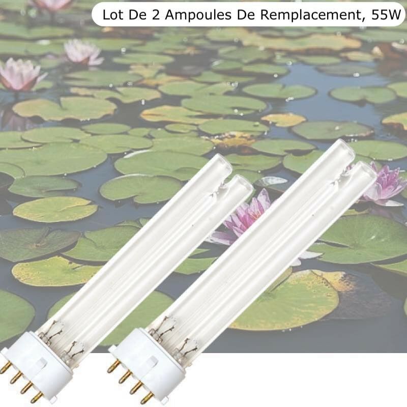 Le Poisson Qui Jardine - Lot de 2 Ampoules Stérilisateur - Clarificateur uv 55W, Pour Aquarium, Bassin De Jardin
