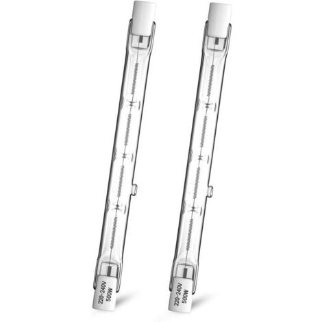 Lot de 2 Ampoules Halogènes R7s 500W 118mm - Blanc Chaud - Dimmable - Réflecteur - Spot
