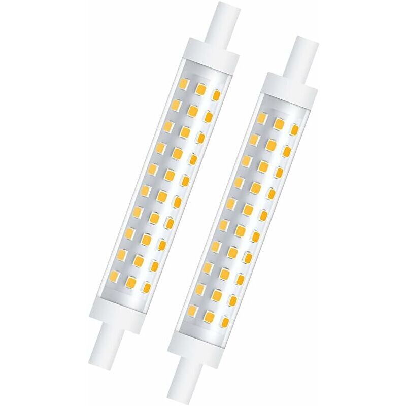 Lot de 2 ampoules LED 10 W R7s 118 mm à intensité variable Blanc chaud 3000 K 100 W équivalent halogène linéaire à double extrémité Réflecteur pour