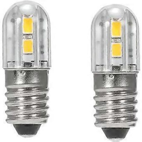 Lot de 2 ampoules LED 6V E10 à culot à vis 2835, 4 puces SMD, jaune, pour lampe frontale ou lampe torche.