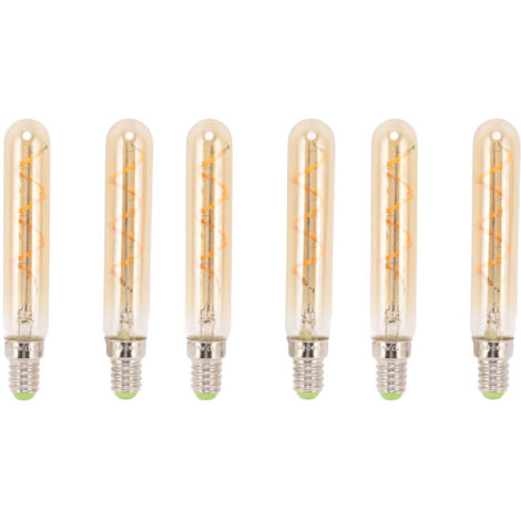 Lot de 2 ampoules LED E14 3W tubulaires dorées pour suspensions, appliques murales, lampes de bureau, 220-240 V