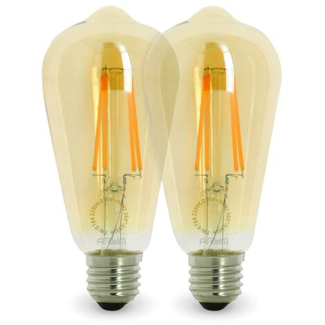 LightingDesigner Lot de 2 ampoules à vis Edison E27 en laiton avec culot en aluminium 