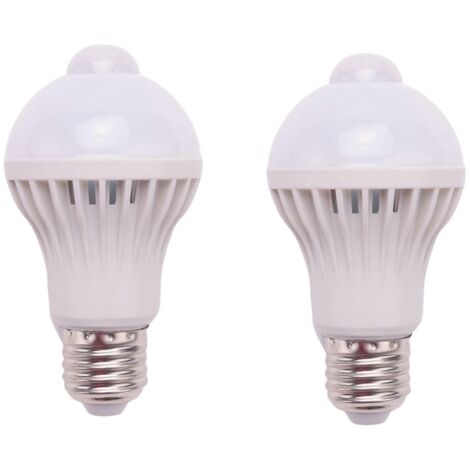 Lot de 2 ampoules LED E27 avec détecteur de mouvement PIR, 5 W