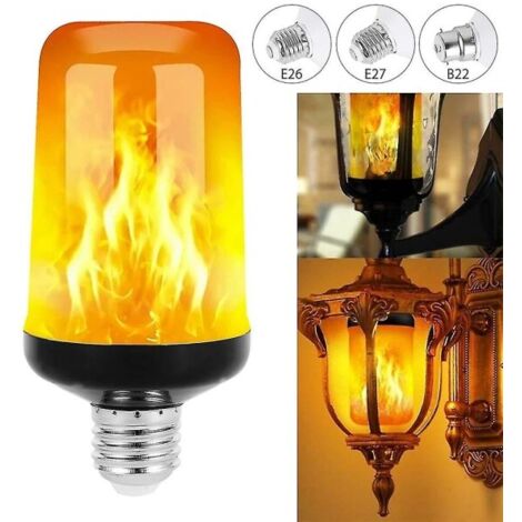 Lot de 2 ampoules LED effet flamme 5W, lampe décorative d'Halloween (culot E27, flamme jaune)