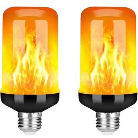 Lot de 2 ampoules LED effet flamme E27 – Lumière vacillante décorative réaliste – Pour luminaires E27 – Économie d'énergie