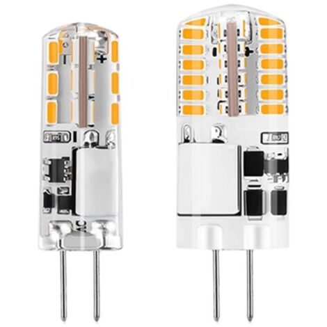 Lot de 2 Ampoules LED G4 Silicone 3W, 12V AC/DC, Blanc Chaud+Froid, 360° Sans Scintillement, Remplacement Lampe Cristal