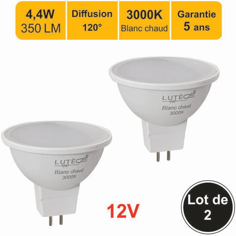 Lot de 2 ampoules LED GU5.3 (MR16) 5W (equiv. 50W) 400Lm