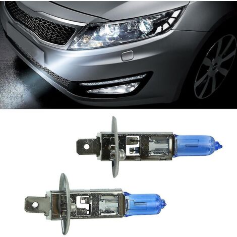 Lot de 2 ampoules LED H1 6000K à gaz xénon, type halogène, pour phares antibrouillard. Économie d'énergie. Haute intensité lumineuse, longue durée de vie. Couleur : blanc.