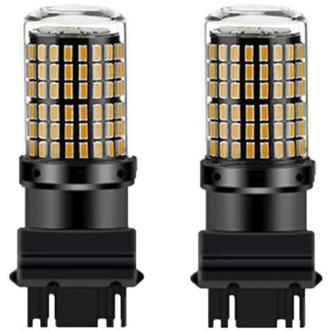 Lot de 2 ampoules LED jaunes 3157 P27-7W T25 pour voiture, compatibles Canbus.