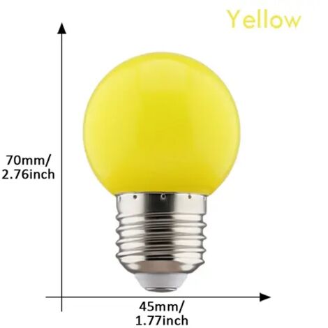 Lot de 2 ampoules LED multicolores G45 E27 220V (rouge, jaune, bleu, vert, rose, orange, blanc) - Idéales pour Noël, les mariages et comme veilleuse d'intérieur.-AquaForge