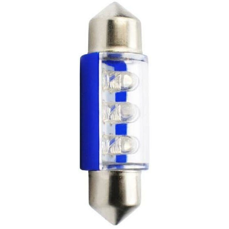 2 Ampoules led - Navette C5W - 12 v - 0.40 w - 36 mm - Bleue - Bleu