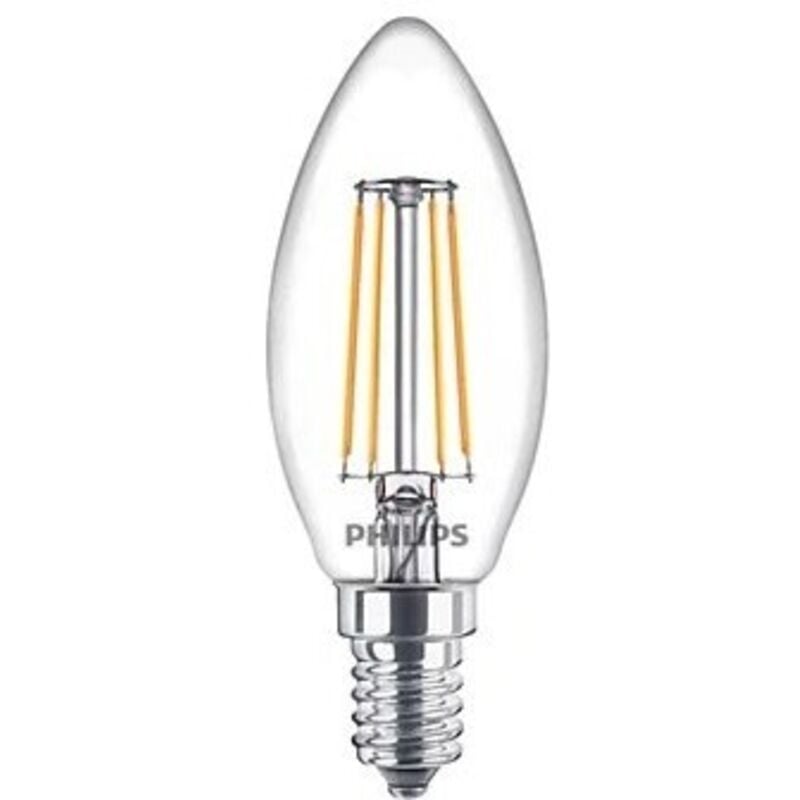 Lot de 4 ampoules led Philips Classic Filament Candle E14 4,3W (équivalent 40W) – Lumière blanche chaude 2700K, non dimmables
