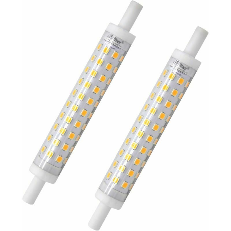 Trimec - Lot de 2 ampoules led R7s - 118 mm - Blanc chaud - 3000 k - Ampoule J118 - 10 w - Remplace une ampoule halogène de 80 w - Pas de