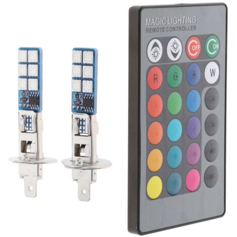 Lot de 2 ampoules LED RGB 880 881 H1 pour phares antibrouillard de voiture (prise H1).