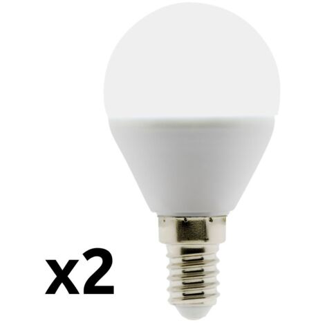 Lot de 2 ampoules LED sphériques E14 5W - Blanc chaud - 400lm 6500K  - Zenitech