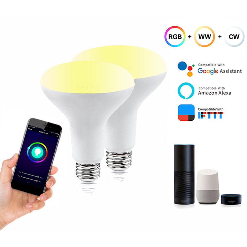 Lot de 2 Ampoules rgb Intelligente Wifi E27 Smart Bulb led Ampoule Connectee avec Alexa Google Assistant