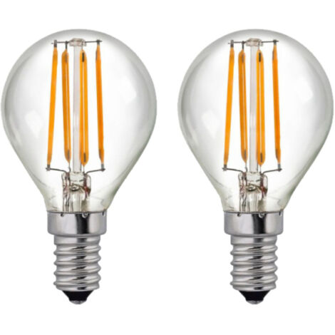 Lot de 2 ampoules sphériques à filament LED E14 4W Equi.40W 470lm 2700K 25000H 7hSevenOn Premium