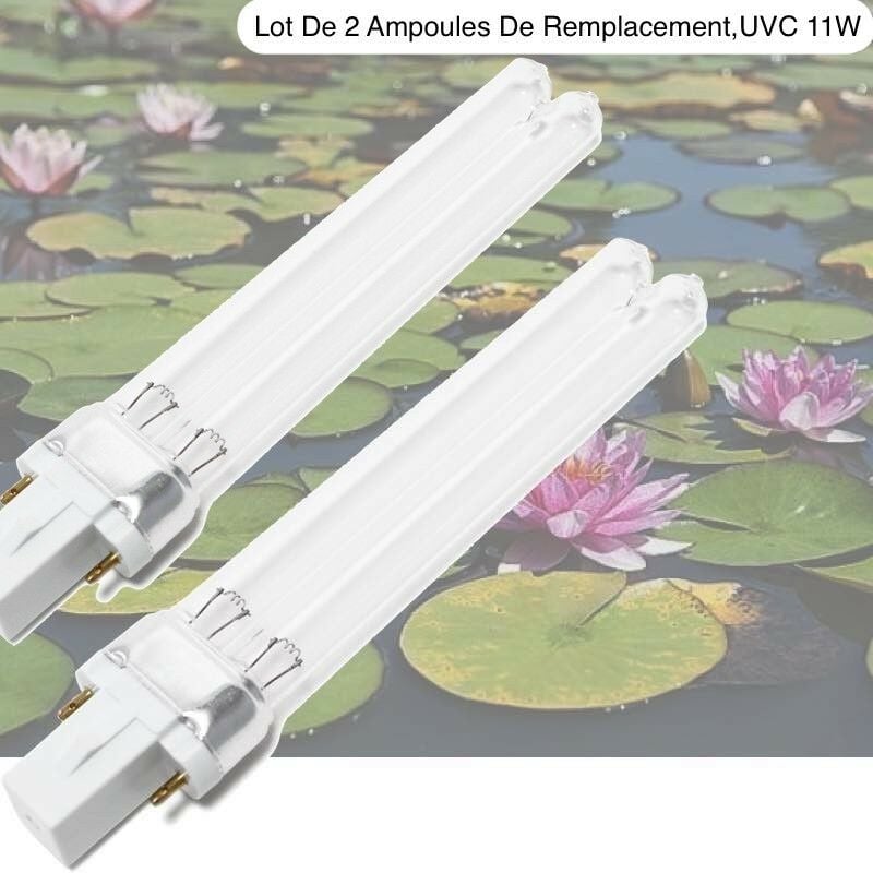 Lot de 2 ampoules UV Stérilisateur - Clarificateur 11W pour aquarium ou bassins de jardin