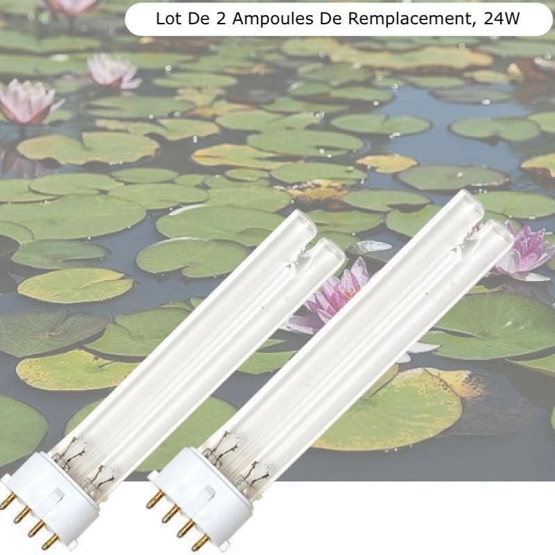 Le Poisson Qui Jardine - Lot de 2 Ampoules Stérilisateur - Clarificateur uv 24W, Pour Aquarium, Bassin De Jardin