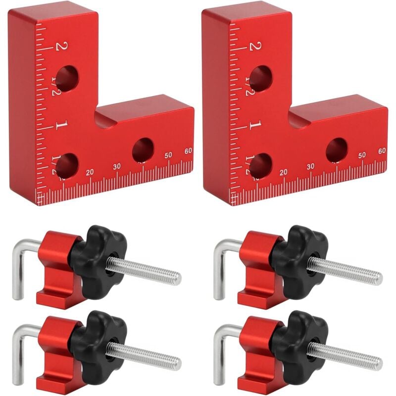 Lot de 2 angles de positionnement à 90 degrés, pince d'angle en aluminium de 60 mm, pince de cadre pour connexions d'angle et en T, outils de