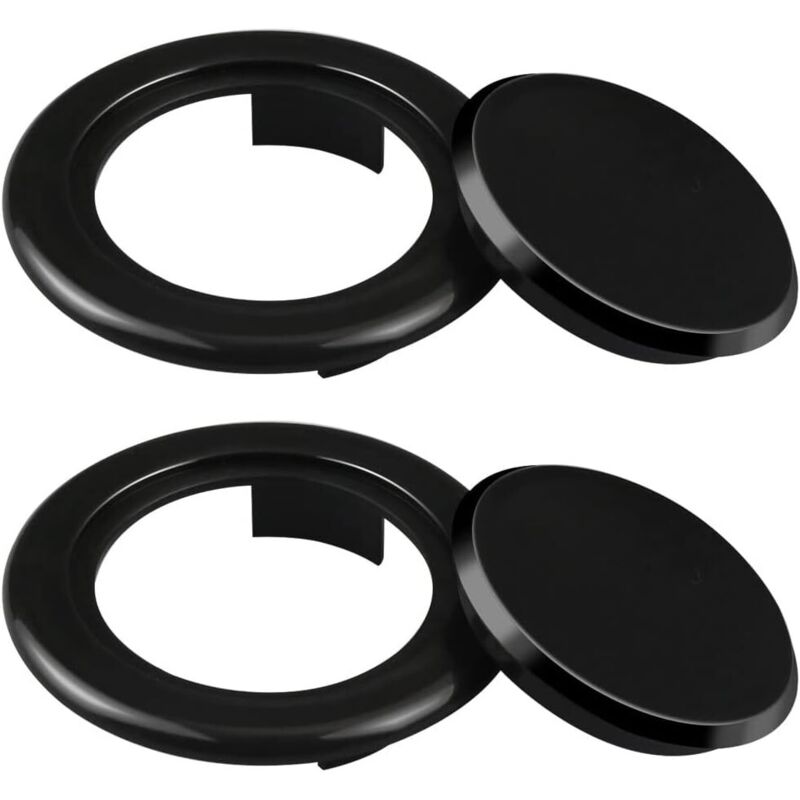 Lot de 2 anneaux et capuchons de parasol standard de 5 cm pour table de jardin, patio en verre (noir)