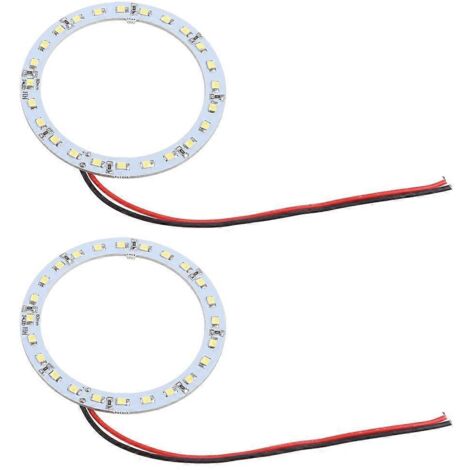 Lot de 2 anneaux lumineux blancs brillants à LED SMD 12V 24 de 80 mm, type « angel eyes », pour voiture.
