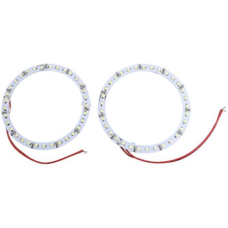 Lot de 2 anneaux lumineux LED blancs brillants de 100 mm à 33 SMD pour voiture, type « angel eyes », fonctionnant sur une alimentation 12 V CC.