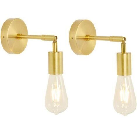 Lot de 2 Antique Murale Industrielle, Ajustable Rétro Metal Lampe Murale max.60W E27 Lampe Murale Vintage Supension Luminaire Interieur Éclairage de Mur Rustique pour Salon Chambre Cuisine Bar,D'or [C