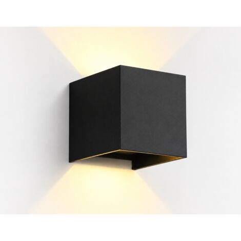 Lot de 2 applique LEDs murales extérieures blanc chaud, applique murale Up et Downn, IP65 étanche, moderne luminaires extérieurs cubiques pour jardin, terrasse, balcon et façade