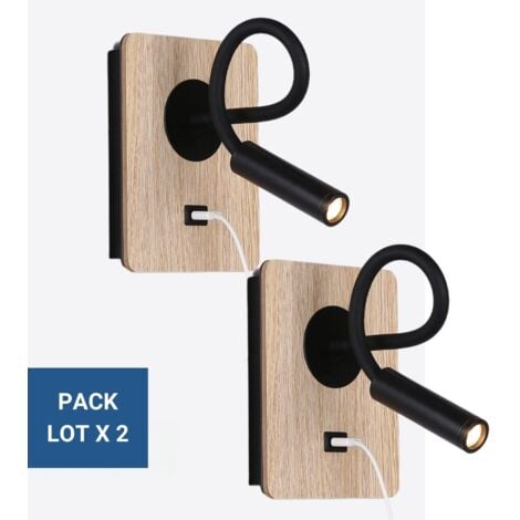 Lot de 2 - Applique liseuse flexible avec port USB "LONDON USB"