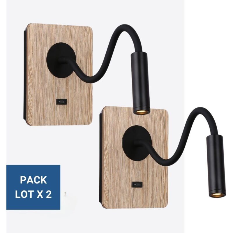 Barcelona Led - Lot de 2 - Applique liseuse flexible 'london' - Puce cree - 3W - Barcelona Led - Lot de 2 - Applique liseuse flexible 'london' - Puce cree - 3W -
