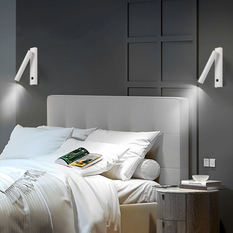 Lot de 2 Applique Liseuse Moderne Lampe de Lecture Murale Réglable Chevet Mural Avec Interrupteur Spot Mural Blanc Lumière Blanche Froide