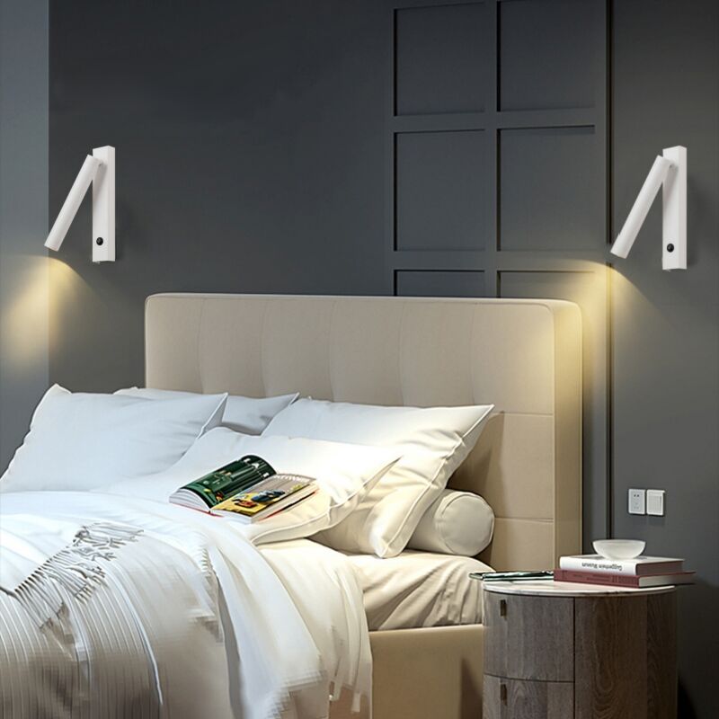 Lot de 2 Applique Liseuse Moderne Lampe de Lecture Murale Réglable Chevet Mural Avec Interrupteur Spot Mural Blanc Lumière Chaude