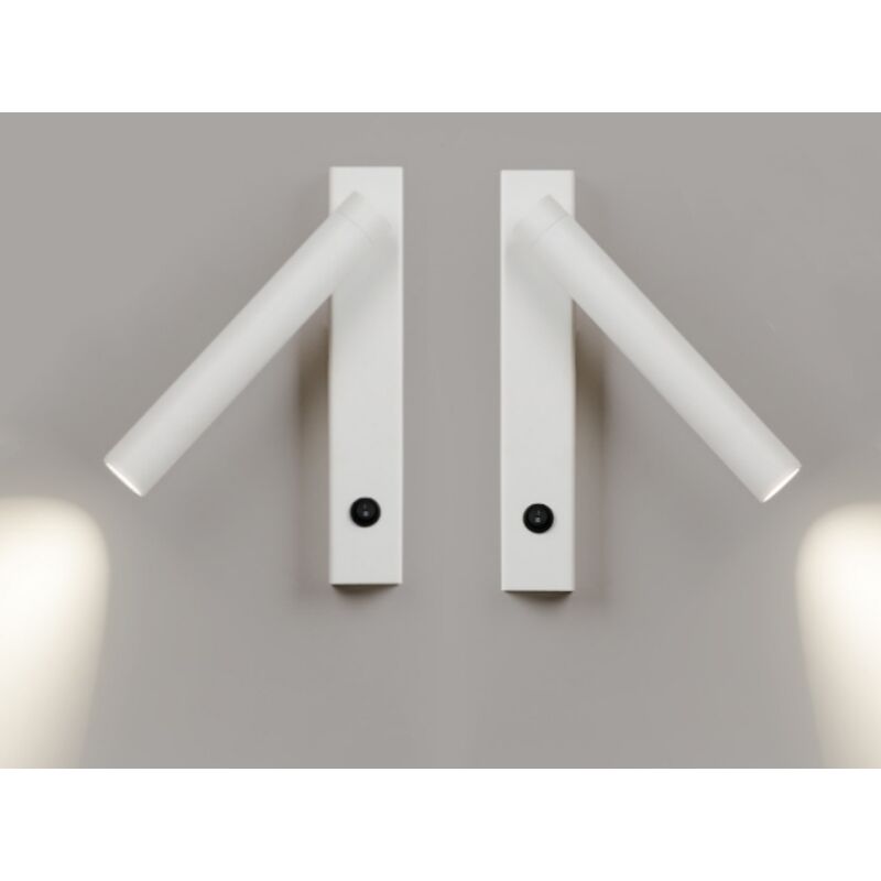 Lot de 2 Applique Liseuse Moderne Lampe de Lecture Murale Réglable Chevet Mural Avec Interrupteur Spot Mural Blanc Lumière Neutre