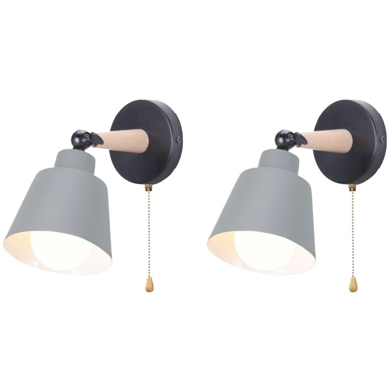 Lot de 2 Applique Mural Intérieur Design avec Interrupteur Lampe de Chevet Eclairage Décor Gris