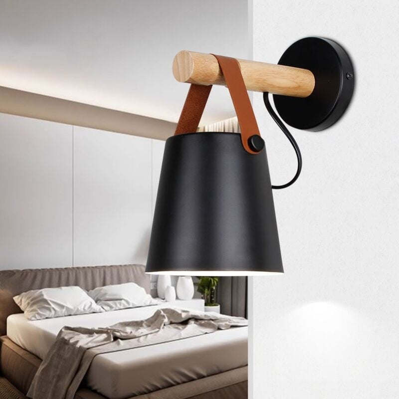 Moderne Applique Murale E27 Edison Loft Lampe Industrielle Métal Luminaires pour Chambre Salon Café Bar Noir