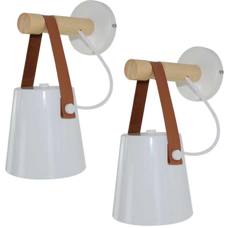 Moderne Applique Murale E27 Edison Loft Lampe Industrielle Métal Luminaires pour Chambre Salon Café Bar Blanc 2PCS