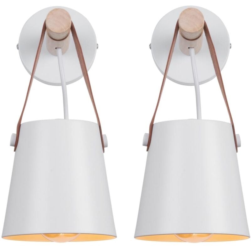 Moderne Applique Murale E27 Edison Loft Lampe Industrielle Métal Luminaires pour Chambre Salon Café Bar Lot de 2 Blanc