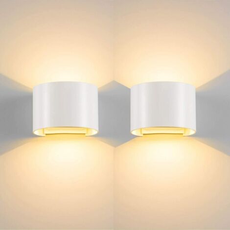 Lot de 2 Applique Murale Interieur Exterieur 6W Lampe Murale LED Moderne Etanche Réglable Lampe Up Down en Aluminium Eclairage Décoration Lumière pour Salon Chambre Coucher Bureau Blanc Chaud [Classe 