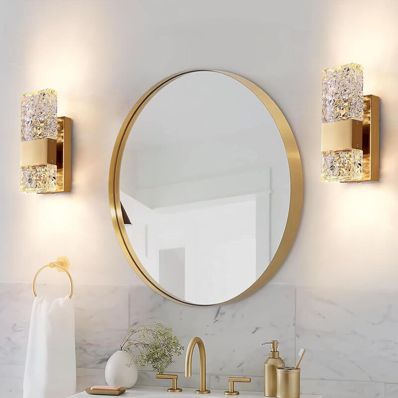 Lot de 2 Applique Murale Intérieure Applique da Parete led Lampe Murale Style Court Doré Lumière Variable à Trois Couleurs