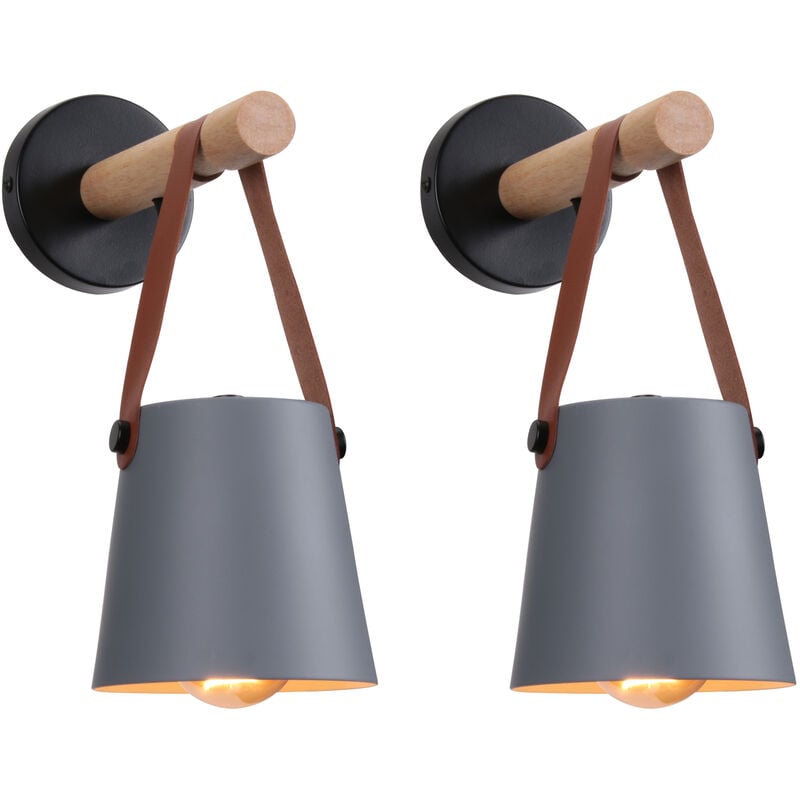 Lot de 2 Applique Murale Intérieur Moderne Lampe Murale Industrielle Décoration Gris