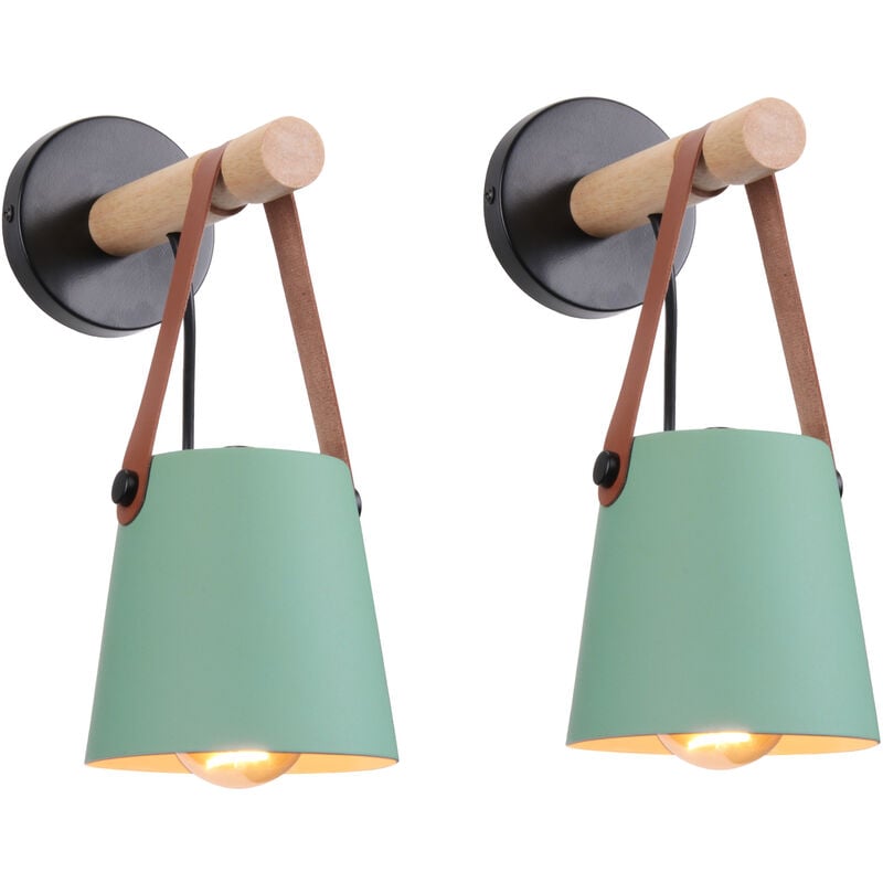 Axhup - Lot de 2 Applique Murale Intérieur Moderne Lampe Murale Industrielle Décoration Vert